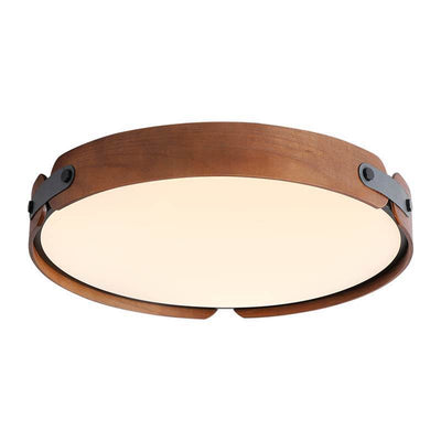 Plafonnier LED moderne minimaliste en fer et bois avec abat-jour rond pour salon 