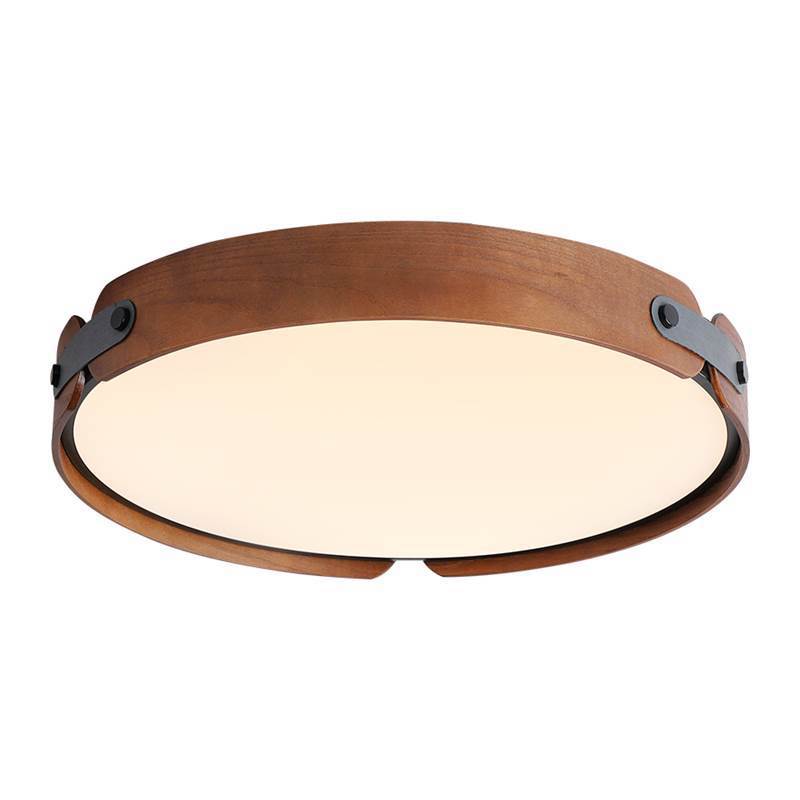 Plafonnier LED moderne minimaliste en fer et bois avec abat-jour rond pour salon 
