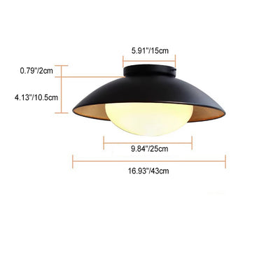 Traditionelle französische Kuppel-Hardware-Glaskugel-Schirm 1-Licht-Halbeinbau-Deckenleuchte für das Wohnzimmer 