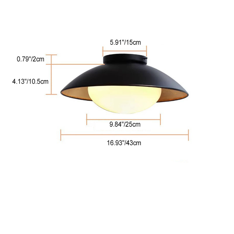 Traditionelle französische Kuppel-Hardware-Glaskugel-Schirm 1-Licht-Halbeinbau-Deckenleuchte für das Wohnzimmer 