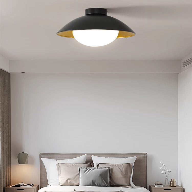 Traditionelle französische Kuppel-Hardware-Glaskugel-Schirm 1-Licht-Halbeinbau-Deckenleuchte für das Wohnzimmer 