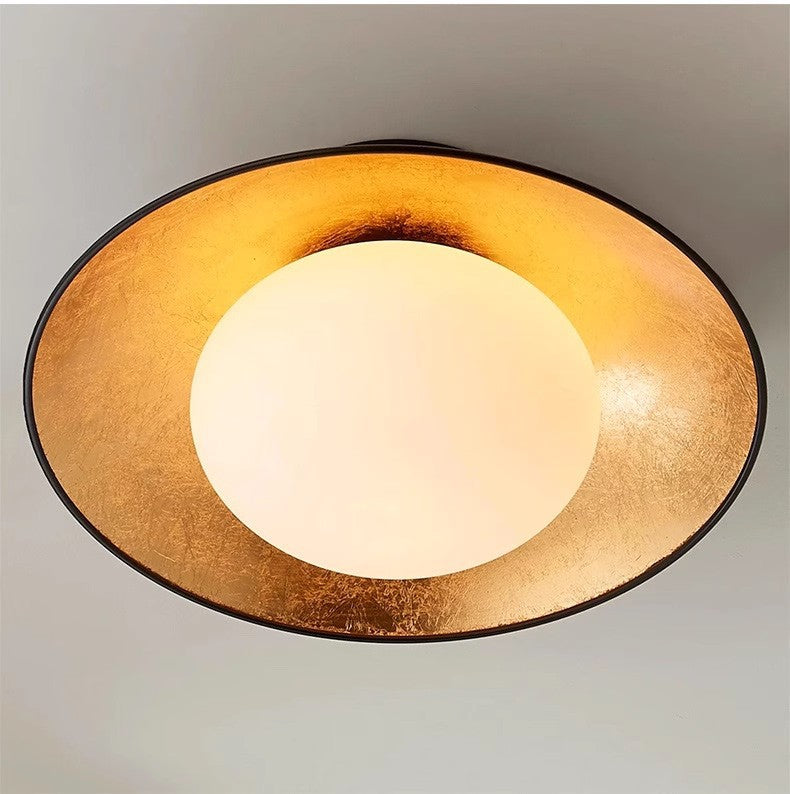 Traditionelle französische Kuppel-Hardware-Glaskugel-Schirm 1-Licht-Halbeinbau-Deckenleuchte für das Wohnzimmer 
