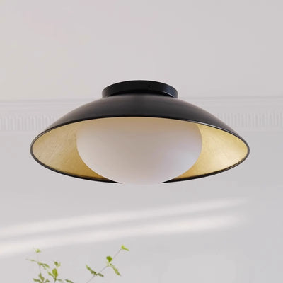 Traditionelle französische Kuppel-Hardware-Glaskugel-Schirm 1-Licht-Halbeinbau-Deckenleuchte für das Wohnzimmer 