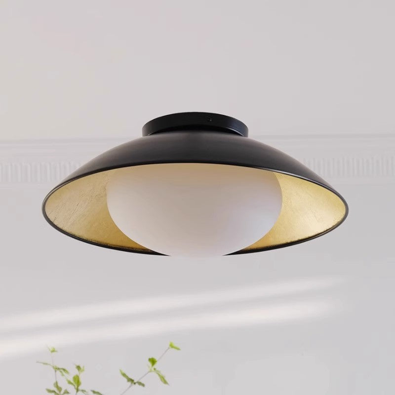 Traditionelle französische Kuppel-Hardware-Glaskugel-Schirm 1-Licht-Halbeinbau-Deckenleuchte für das Wohnzimmer 