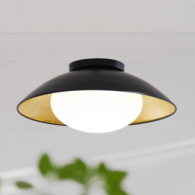 Traditionelle französische Kuppel-Hardware-Glaskugel-Schirm 1-Licht-Halbeinbau-Deckenleuchte für das Wohnzimmer 