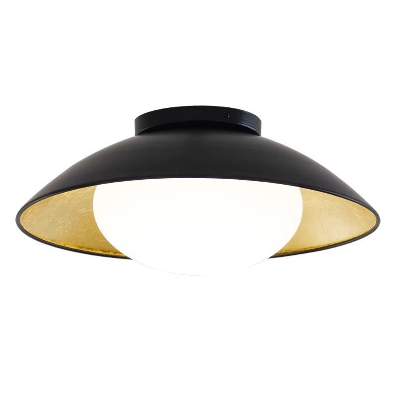 Traditional French Dome Hardware Glass Globe Shade 1-Light Semi-Flush Mount Ceiling Light For Living Room