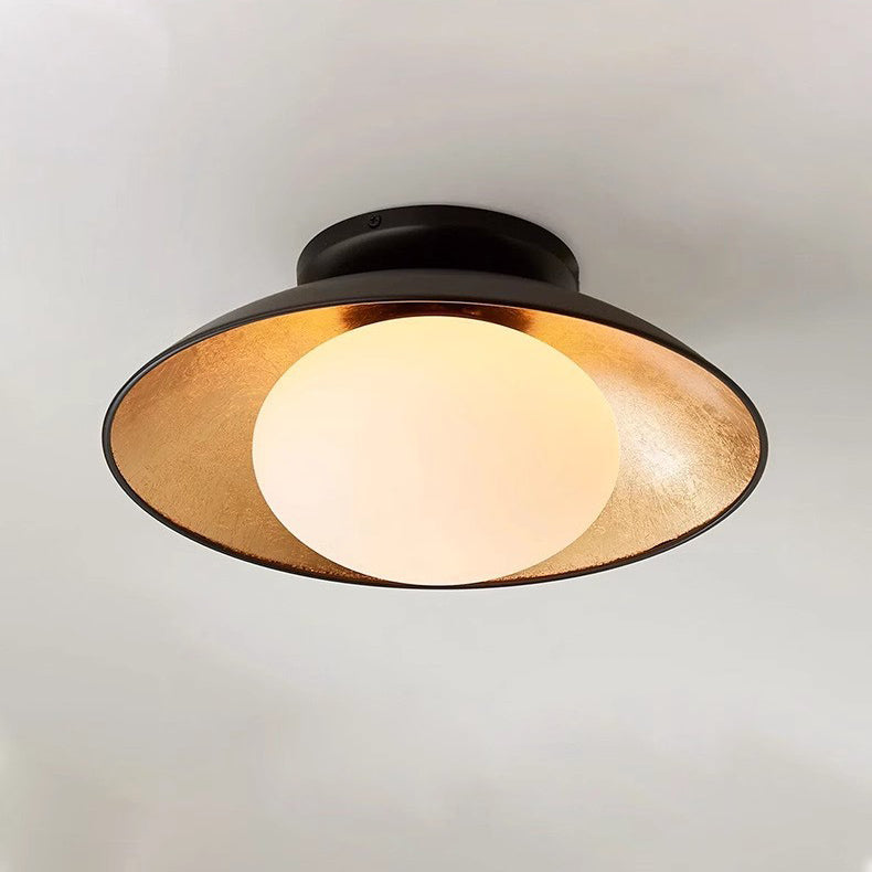 Traditionelle französische Kuppel-Hardware-Glaskugel-Schirm 1-Licht-Halbeinbau-Deckenleuchte für das Wohnzimmer 