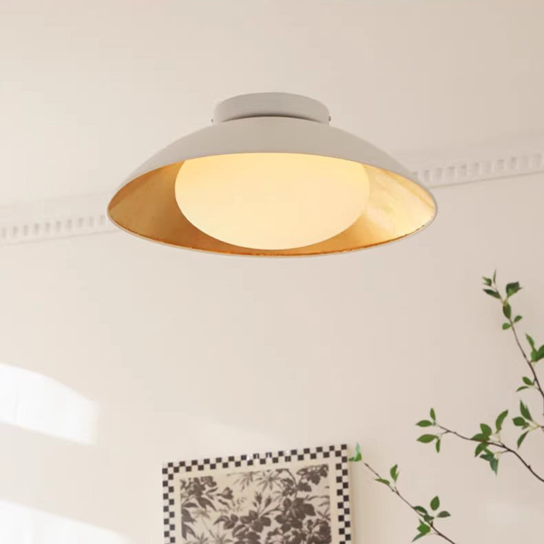 Traditionelle französische Kuppel-Hardware-Glaskugel-Schirm 1-Licht-Halbeinbau-Deckenleuchte für das Wohnzimmer 