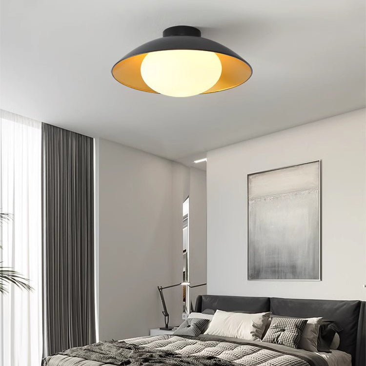 Traditionelle französische Kuppel-Hardware-Glaskugel-Schirm 1-Licht-Halbeinbau-Deckenleuchte für das Wohnzimmer 