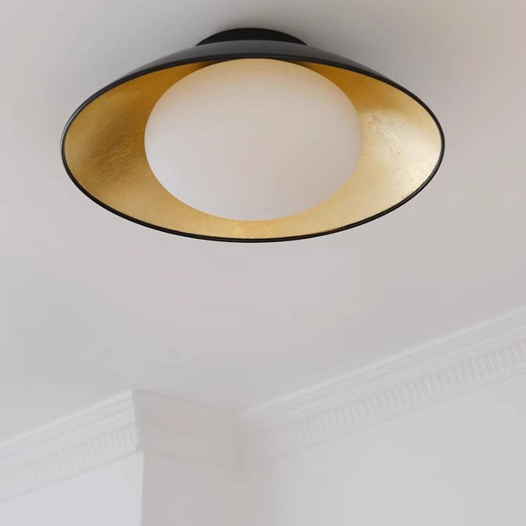 Traditionelle französische Kuppel-Hardware-Glaskugel-Schirm 1-Licht-Halbeinbau-Deckenleuchte für das Wohnzimmer 