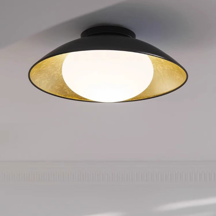 Traditionelle französische Kuppel-Hardware-Glaskugel-Schirm 1-Licht-Halbeinbau-Deckenleuchte für das Wohnzimmer 