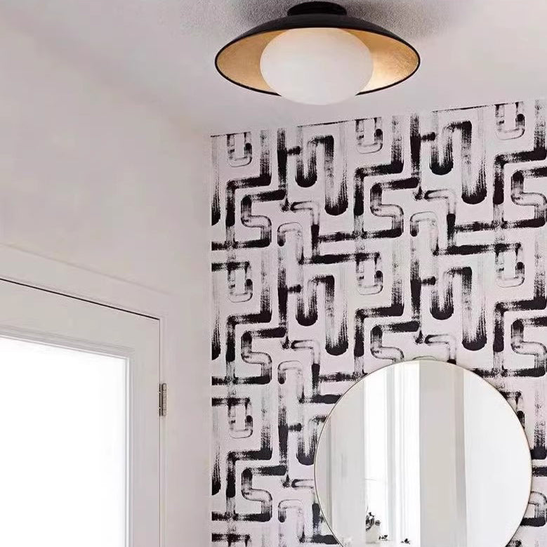 Traditionelle französische Kuppel-Hardware-Glaskugel-Schirm 1-Licht-Halbeinbau-Deckenleuchte für das Wohnzimmer 