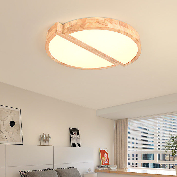 Plafonnier LED carré en bois et fer géométrique minimaliste moderne pour salon 