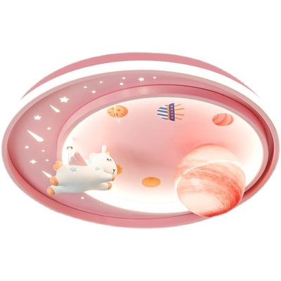 Plafonnier LED contemporain créatif en fer acrylique avec astronaute dessin animé et planète pour le salon 