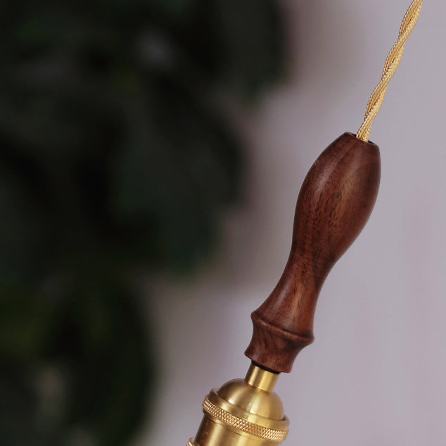 Suspension Luminaire à 1 Lumière avec Abat-Jour en Verre et Laiton Bois Japonais Traditionnel pour Chambre 