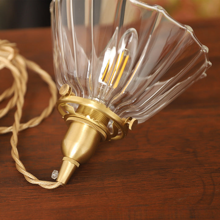 Suspension luminaire à 1 lumière avec abat-jour en verre semi-conique en laiton vintage traditionnel pour salon 