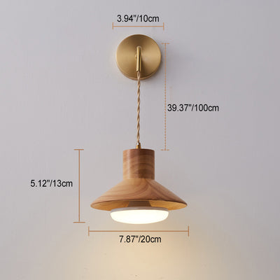 Applique murale 1 lumière en bois traditionnel japonais à grain effilé pour chambre 