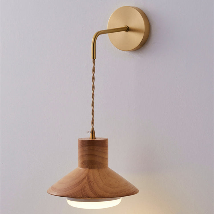 Applique murale 1 lumière en bois traditionnel japonais à grain effilé pour chambre 