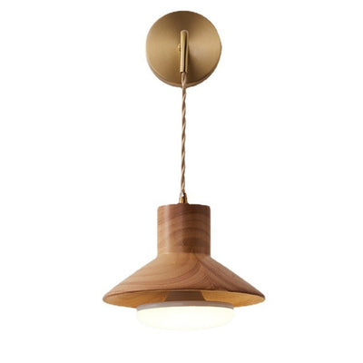 Applique murale 1 lumière en bois traditionnel japonais à grain effilé pour chambre 