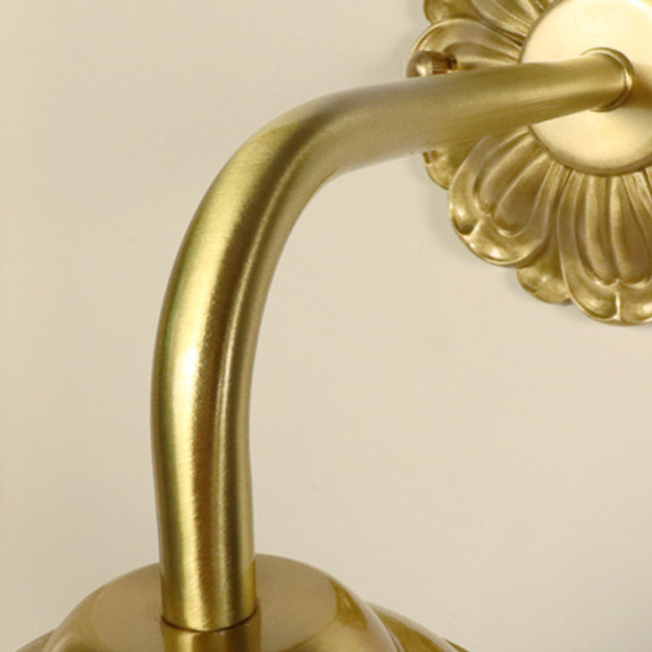 Applique murale moderne en laiton de luxe avec abat-jour en verre fleur 1 lumière pour chambre 