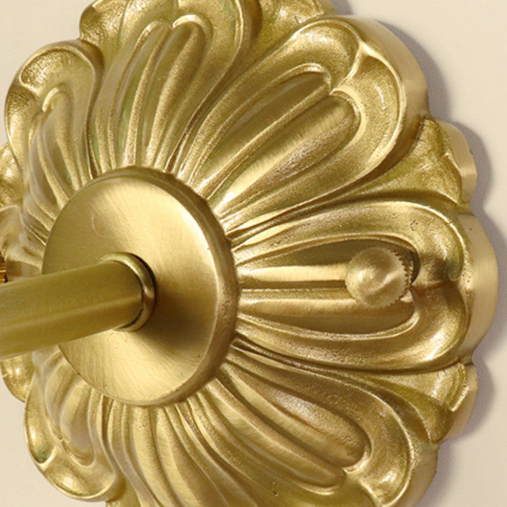Applique murale moderne en laiton de luxe avec abat-jour en verre fleur 1 lumière pour chambre 