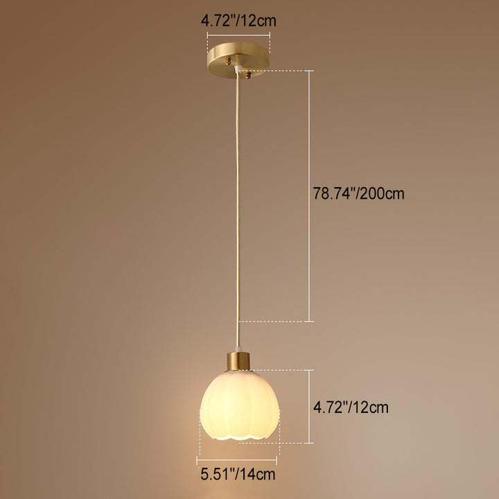 Abat-jour en verre traditionnel en laiton français Kapok Flower 1 lumière pour suspension pour salon 