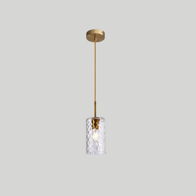 Lustre suspendu contemporain nordique en verre ondulé cylindrique avec fer à 1 lumière pour salon 