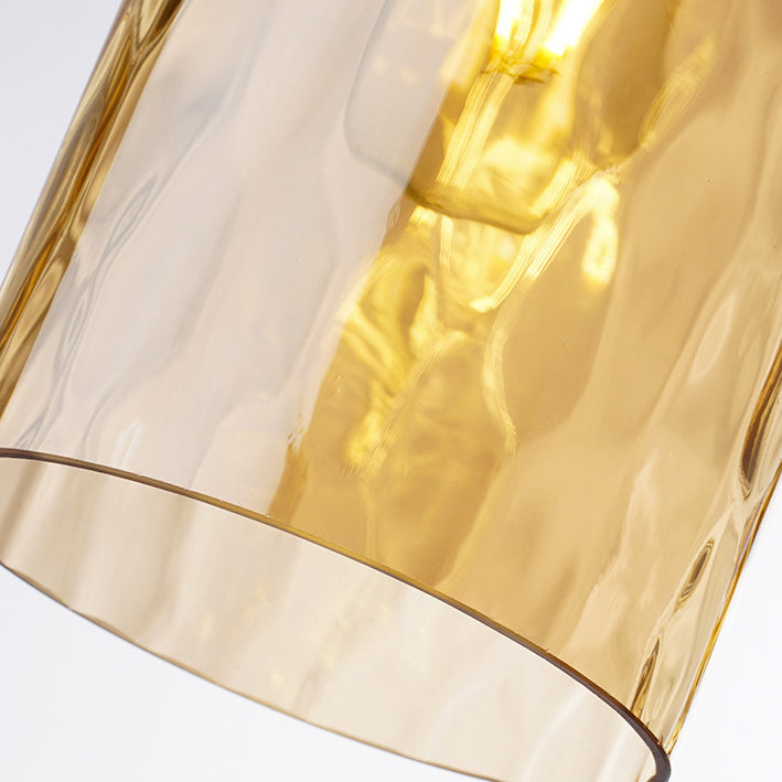 Lustre suspendu contemporain nordique en verre ondulé cylindrique avec fer à 1 lumière pour salon 