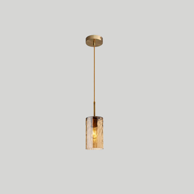 Lustre suspendu contemporain nordique en verre ondulé cylindrique avec fer à 1 lumière pour salon 