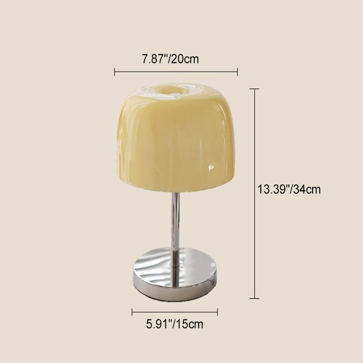 Lámpara de mesa de 1 luz con pantalla redonda de vidrio de acero inoxidable escandinavo contemporáneo para dormitorio 