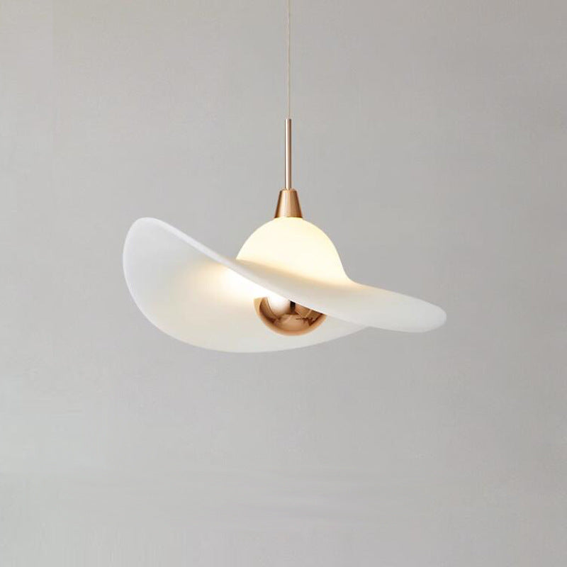Lámpara colgante LED con pantalla de sombrero de paja de resina de aluminio nórdico contemporáneo para dormitorio 