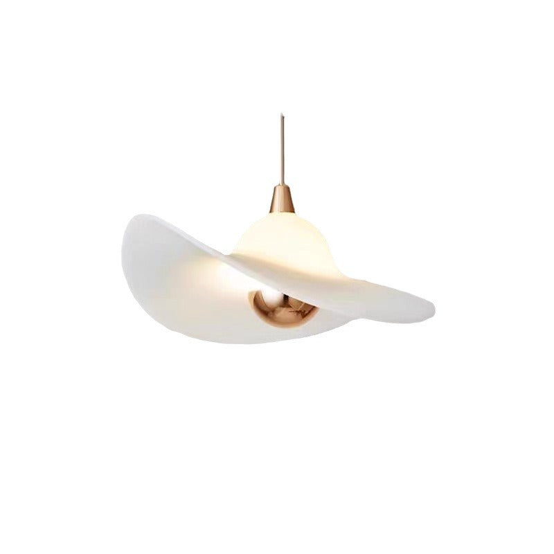 Lámpara colgante LED con pantalla de sombrero de paja de resina de aluminio nórdico contemporáneo para dormitorio 
