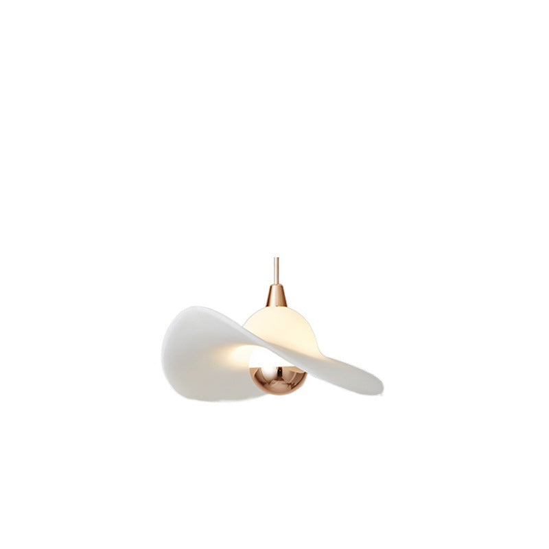 Lámpara colgante LED con pantalla de sombrero de paja de resina de aluminio nórdico contemporáneo para dormitorio 