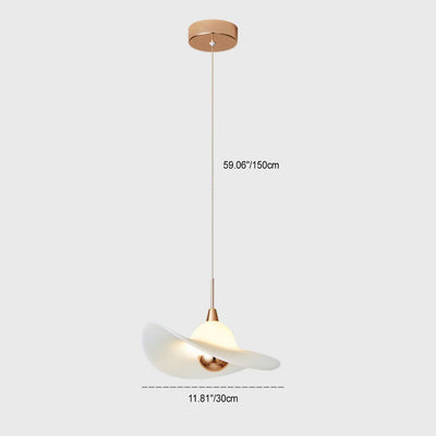 Lámpara colgante LED con pantalla de sombrero de paja de resina de aluminio nórdico contemporáneo para dormitorio 
