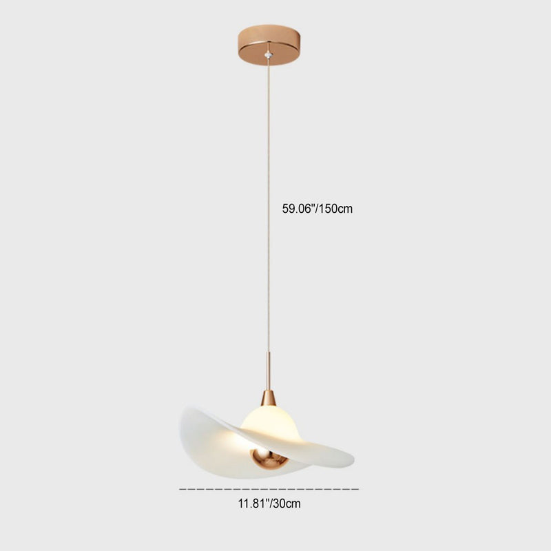 Lámpara colgante LED con pantalla de sombrero de paja de resina de aluminio nórdico contemporáneo para dormitorio 