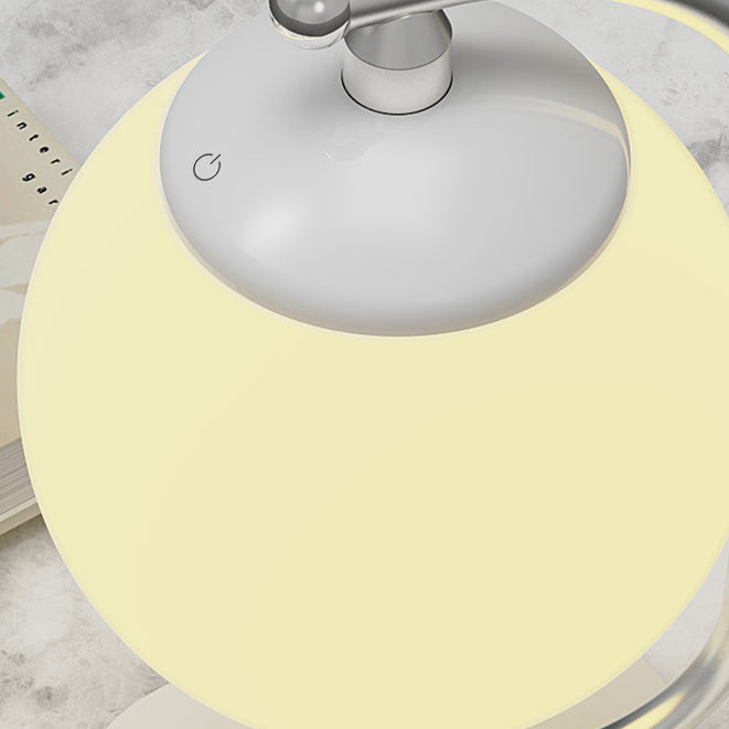 Zeitgenössische skandinavische ABS Mond Schatten Nachahmung Holzmaserung Basis LED Tischlampe für Schlafzimmer 