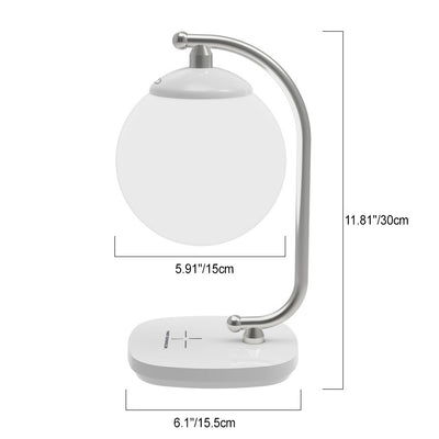 Zeitgenössische skandinavische ABS Mond Schatten Nachahmung Holzmaserung Basis LED Tischlampe für Schlafzimmer 