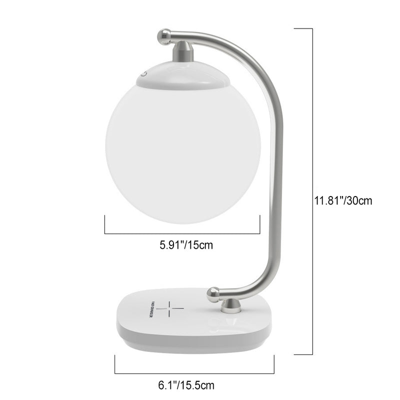 Zeitgenössische skandinavische ABS Mond Schatten Nachahmung Holzmaserung Basis LED Tischlampe für Schlafzimmer 
