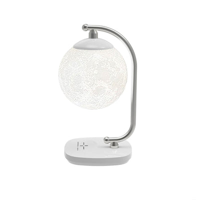 Zeitgenössische skandinavische ABS Mond Schatten Nachahmung Holzmaserung Basis LED Tischlampe für Schlafzimmer 