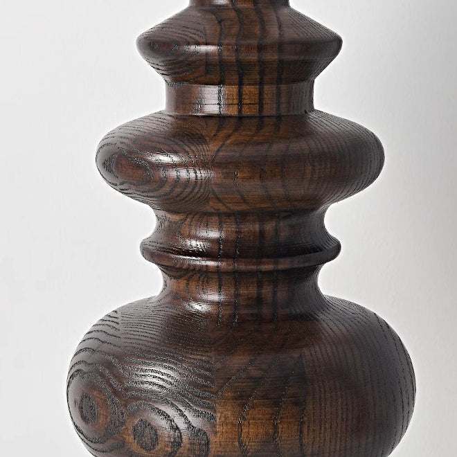 Pantalla redonda de tela francesa tradicional, base de madera maciza, lámpara de mesa de 1 luz para dormitorio 