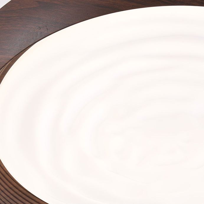 Luz de techo LED empotrada redonda de hierro con acabado en grano de madera de nogal japonés tradicional para sala de estar 