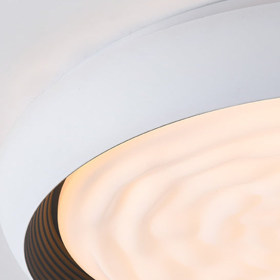 Luz de techo LED empotrada redonda de hierro con acabado en grano de madera de nogal japonés tradicional para sala de estar 