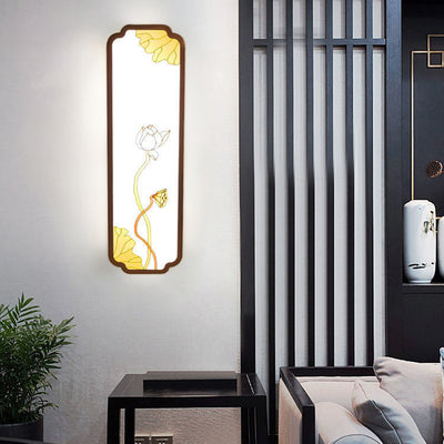 Traditionelle chinesische lange Streifen Eisen Emaille Lotus LED Unterputz Deckenleuchte für Wohnzimmer 