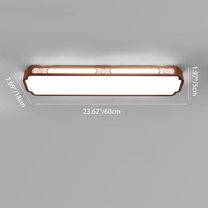 Plafonnier LED en émail de fer à bande longue chinoise traditionnelle avec lotus pour salon 