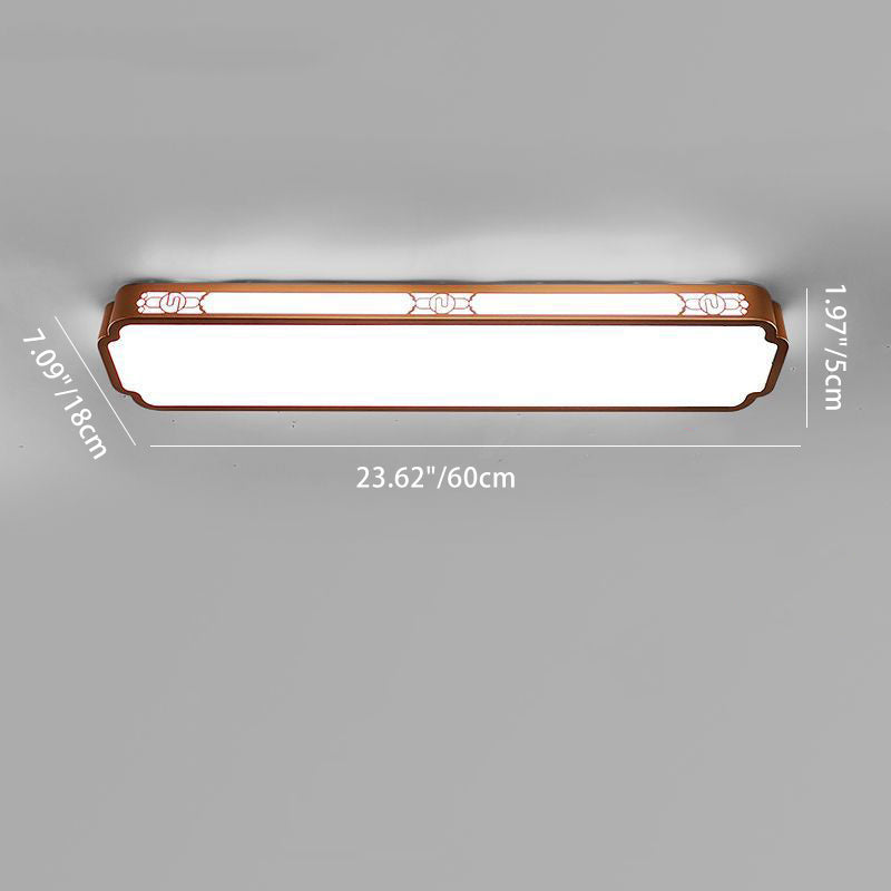 Traditionelle chinesische lange Streifen Eisen Emaille Lotus LED Unterputz Deckenleuchte für Wohnzimmer 