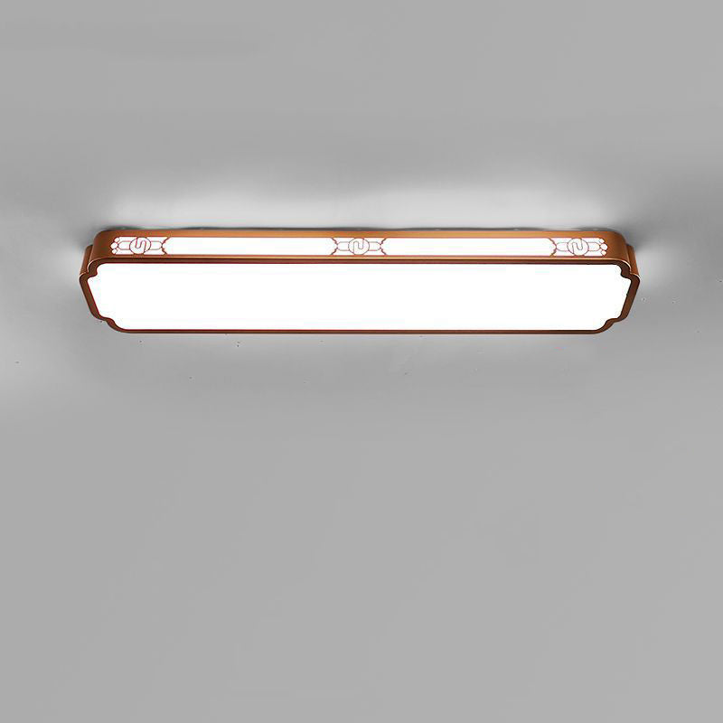 Traditionelle chinesische lange Streifen Eisen Emaille Lotus LED Unterputz Deckenleuchte für Wohnzimmer 