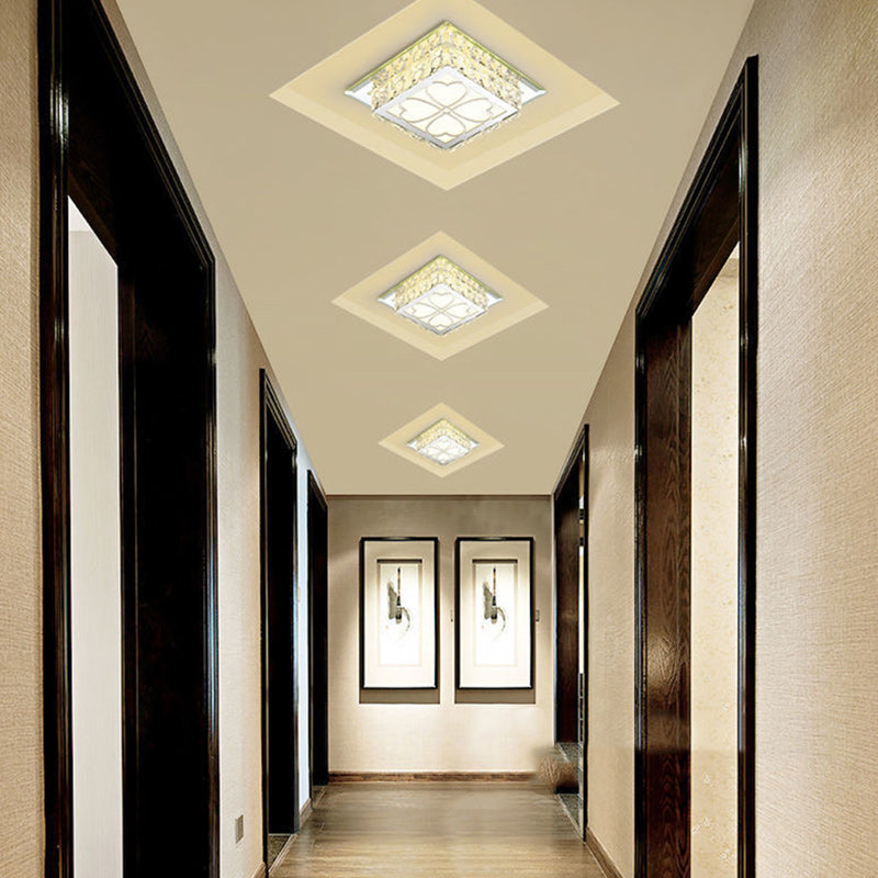 Plafonnier LED en cristal de verre carré contemporain de luxe pour salon 