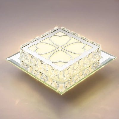 Plafonnier LED en cristal de verre carré contemporain de luxe pour salon 