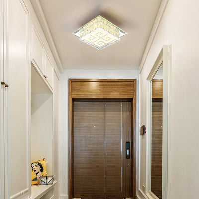 Plafonnier LED en cristal de verre carré contemporain de luxe pour salon 