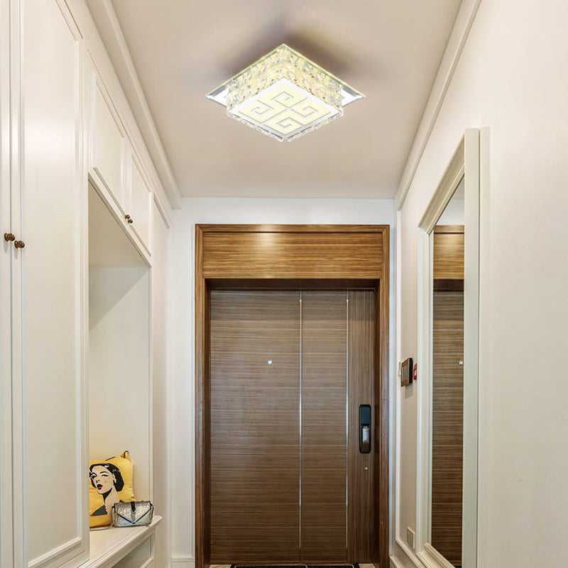 Plafonnier LED en cristal de verre carré contemporain de luxe pour salon 